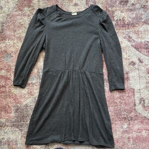 Good Hart Gray Puff Sleeve Knit Sheath Dress Cotton Modal Knee Length Regular M